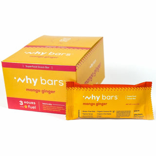 Why Bars Superfood Protein Snack Bars, Gluten-free, Dairy-free, Soy-free, Non-GMO, Individually Wrapped, Mango Ginger, 2.04 oz, 12/Pack (WHYWB5)