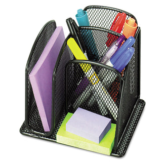 Safco® Onyx Mini Organizer with Three Compartments, Black, 6 x 5 1/4 x 5 1/4 (SAF3250BL)