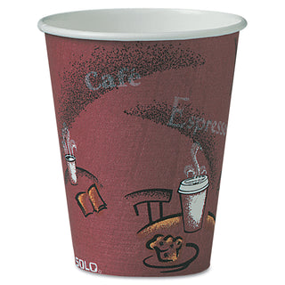 SOLO® Bistro Design Hot Drink Cups, Paper, 8oz, Maroon, 500/Carton (SLOOF8BI0041)