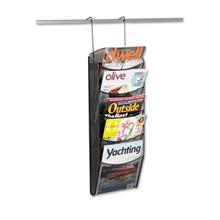 Safco® Onyx Mesh Literature Rack, Five Compartments, 10.25w x 3.5d x 28.33h, Black (SAF5578BL)