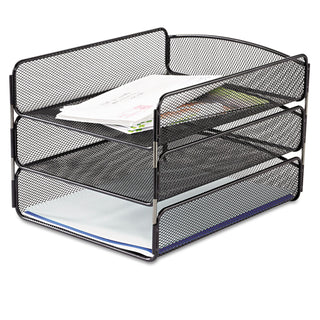 Safco® Onyx Desk Tray, 3 Sections, Letter Size Files, 9.25" x 11.75" x 8", Black (SAF3271BL)