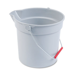 Rubbermaid® Commercial 10 Quart Plastic Utility Pail, Plastic, Gray, 10.5" dia (RCP296300GY)