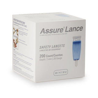 Assure® Safety Lancet 28 Gauge Protective Safety Cap Push Button Activation Finger (689753_CS)