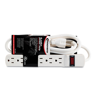 Innovera® Six-Outlet Power Strip, 6-Foot Cord, 1-15/16 x 10-3/16 x 1-3/16, Ivory (IVR73306)