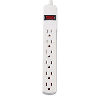 Innovera® Six-Outlet Power Strip, 6-Foot Cord, 1-15/16 x 10-3/16 x 1-3/16, Ivory (IVR73306)