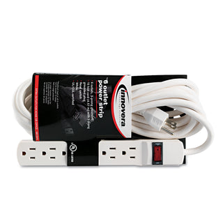 Innovera® Six-Outlet Power Strip, 15-Foot Cord, 1-15/16 x 10-3/16 x 1-3/16, Ivory (IVR73315)