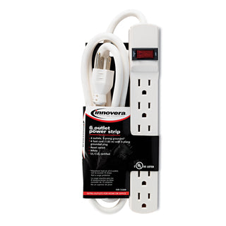 Innovera® Six-Outlet Power Strip, 6-Foot Cord, 1-15/16 x 10-3/16 x 1-3/16, Ivory (IVR73306)