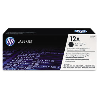 HP 12A, (Q2612A) Black Original LaserJet Toner Cartridge (HEWQ2612A)