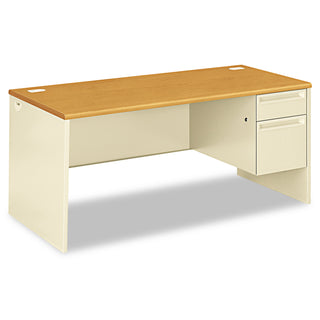 HON® 38000 Series Right Pedestal Desk, 66w x 30d x 29.5h, Harvest/Putty (HON38291RCL)