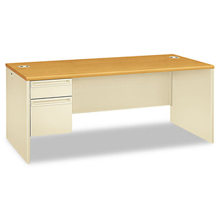 HON® 38000 Series Left Pedestal Desk, 72w x 36d x 29.5h, Harvest/Putty (HON38294LCL)