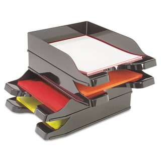 deflecto® Docutray Multi-Directional Stacking Tray Set, 2 Sections, Letter to Legal Size Files, 10.13" x 13.63" x 2.5", Black, 2/Pack (DEF63904)