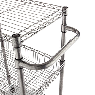 Alera® Three-Tier Wire Cart with Basket, 28w x 16d x 39h, Black Anthracite (ALESW342416BA)