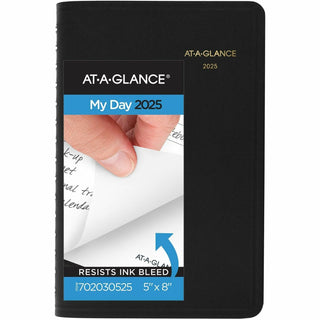 AT-A-GLANCE® 24 Hour Appt Book, Jan Dec, 1PPD, 4 7/8&quot;x8&quot;Page Size, Black (AAG7020305)