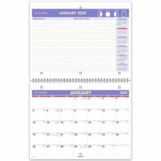 AT-A-GLANCE® Wirebound Monthly Desk/Wall Calendar, 11 x 8 1/2, 2025 (AAGPM17028)