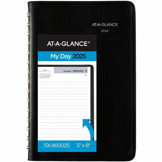 AT-A-GLANCE® DayMinder Daily Appointment Book, 8 x 5, Black Cover, 12-Month (Jan to Dec): 2026 (AAGSK4600)