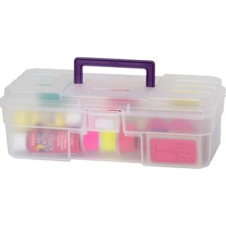 Akro-Mils Supply Box, 6&quot;x12&quot;x4&quot;, Plastic, Clear/Purple (AKM09912CLPUR)