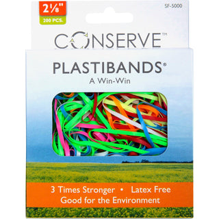 CONSERVE® PlastiBands, Size 2 1/8&quot;, 200/BX, Assorted Colors (BAUSF5000)