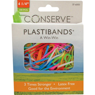 CONSERVE® PlastiBands, Size 4 1/4&quot;, 100/BX, Assorted Colors (BAUSF6000)