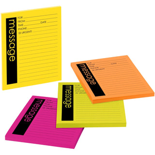 Post-it® Self-Stick Message Pads, 3-7/8x4-7/8, 50 Sheets/Pad, 4 Neon Pads/Pack (MMM76794)