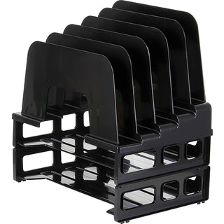 Officemate Incline Sorter, 5 Sections, Letter Size Files, 9.13" x 13.5" x 14", Black (OIC22112)