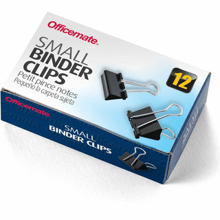 Officemate Small Binder Clips, 3/4&quot;Wide, 3/8&quot; Capacity, Black/Silver (OIC99020)