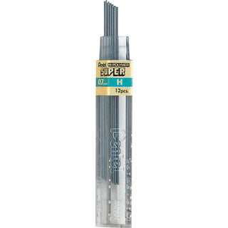 Pentel® Super Hi-Polymer Lead Refills, 0.7 mm, H, Black, 12/Tube (PEN50H)