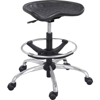 Safco® Sit Star Stool with Footring &amp; Caster, 27&quot; to 36&quot; Seat Height, Black/Chrome (SAF6660BL)
