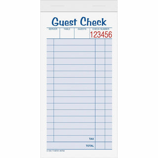 TOPS™ Guest Check Books, 2 Parts, 3 3/8&quot;x5 1/2&quot; (TOP45702)
