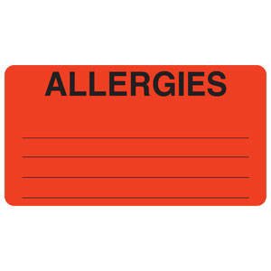 Pre-Printed Label Allergy Alert Red ALLERGIES Alert Label 1-3/4 X 3-1/4 Inch (916725_EA)