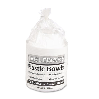 Tablemate® Plastic Dinnerware, Bowls, 5oz, White, 125/Pack (TBL5244WH)