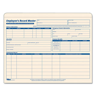 TOPS™ Employee Record Master File Jacket, Straight Tab, Letter Size, Manila, 15/Pack (TOP32801)