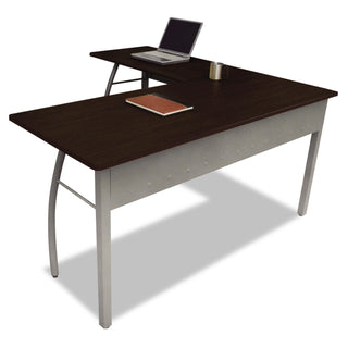 Linea Italia® Trento Line L-Shaped Desk, 59.13w x 59.13d x 29.5h, Mocha/Gray (LITTR737MOC)