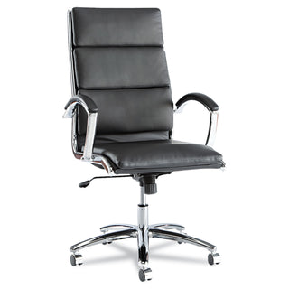 Alera® Neratoli High-Back Slim Profile Chair, Supports up to 275 lbs, Black Seat/Black Back, Chrome Base (ALENR4119)
