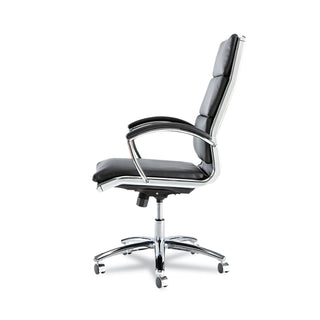 Alera® Neratoli High-Back Slim Profile Chair, Supports up to 275 lbs, Black Seat/Black Back, Chrome Base (ALENR4119)