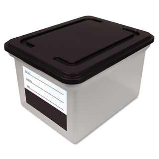 Innovative Storage Designs File Tote with Contents Label, Letter/Legal Files, 17.75" x 14" x 10.25", Clear/Black (AVT55802)