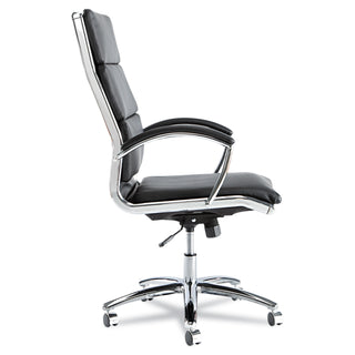 Alera® Neratoli High-Back Slim Profile Chair, Supports up to 275 lbs, Black Seat/Black Back, Chrome Base (ALENR4119)