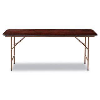 Alera® Wood Folding Table, Rectangular, 71 7/8w x 17 3/4d x 29 1/8h, Mahogany (ALEFT727218MY)