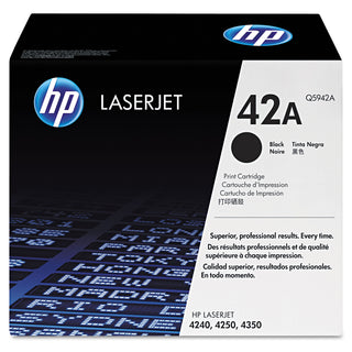 HP 42A, (Q5942A) Black Original LaserJet Toner Cartridge (HEWQ5942A)