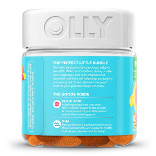 OLLY® Essential Prenatal Multi Prenatal Vitamin Supplement MultiVitamins With Folic Acid / DHA 400 mcg - 50 mg Strength Gummy 60 per Bottle Sweet Citrus Flavor (1228375_BT)
