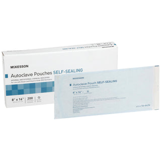 McKesson Sterilization Pouch Ethylene Oxide (EO) Gas / Steam 8 X 16 Inch Transparent Blue / White Self Seal Paper / Film (960946_CS)