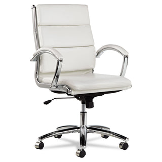 Alera® Neratoli Mid-Back Slim Profile Chair, Supports up to 275 lbs, White Seat/White Back, Chrome Base (ALENR4206)