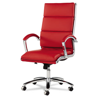 Alera® Neratoli High-Back Slim Profile Chair, Supports up to 275 lbs, Red Seat/Red Back, Chrome Base (ALENR4139)