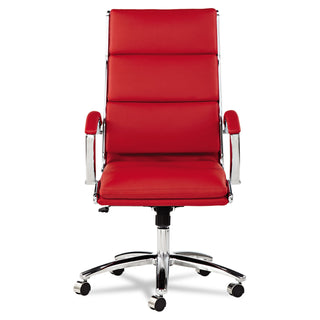 Alera® Neratoli High-Back Slim Profile Chair, Supports up to 275 lbs, Red Seat/Red Back, Chrome Base (ALENR4139)