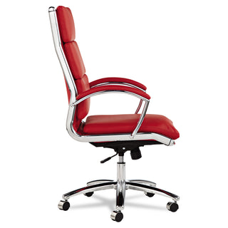 Alera® Neratoli High-Back Slim Profile Chair, Supports up to 275 lbs, Red Seat/Red Back, Chrome Base (ALENR4139)