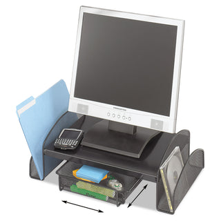 Safco® Onyx Mesh Steel Monitor Stand, 19 1/4 x 11 1/4 x 6 1/4, Black (SAF2159BL)