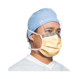 FluidShield Surgical Mask with Eye Shield Anti-fog Foam ASTM Level 3 Tie Closure One Size Fits Most (282581_CS)