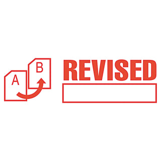 ACCUSTAMP2® Pre-Inked Shutter Stamp, Red, REVISED, 1 5/8 x 1/2 (COS035587)
