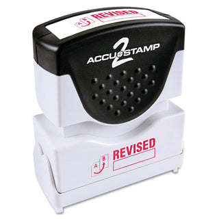 ACCUSTAMP2® Pre-Inked Shutter Stamp, Red, REVISED, 1 5/8 x 1/2 (COS035587)