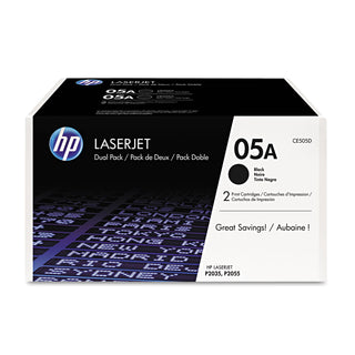 HP 05A, (CE505D) 2-pack Black Original LaserJet Toner Cartridges (HEWCE505D)