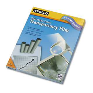 Apollo® Plain Paper B/W Transparency Film, Letter, Clear, 100/Box (APOPP100C)
